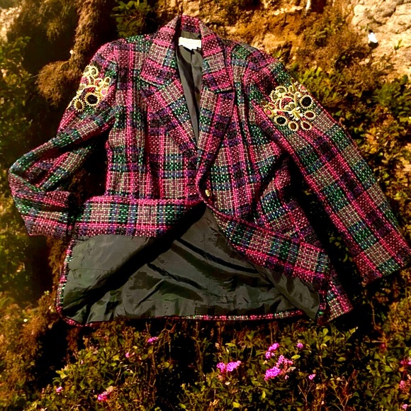 Vintage Adam Douglass Adrianna Papell BlazerJacket Embellished Sequin Rhinestone - Picture 3 of 11